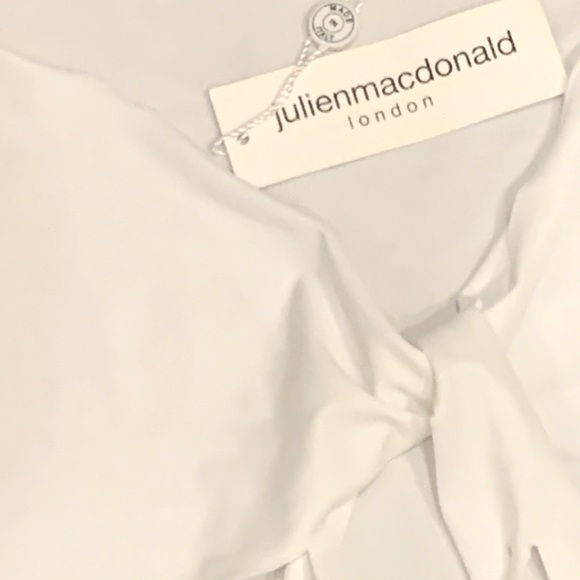 JULIEN MACDONALD of London white swim suit sarong. Fringes have golden beads NWT - Picture 4 of 6